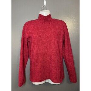 Talbots Sweater Womens Medium Red Mock Neck Nylon Blend Knit Pullover Cozy